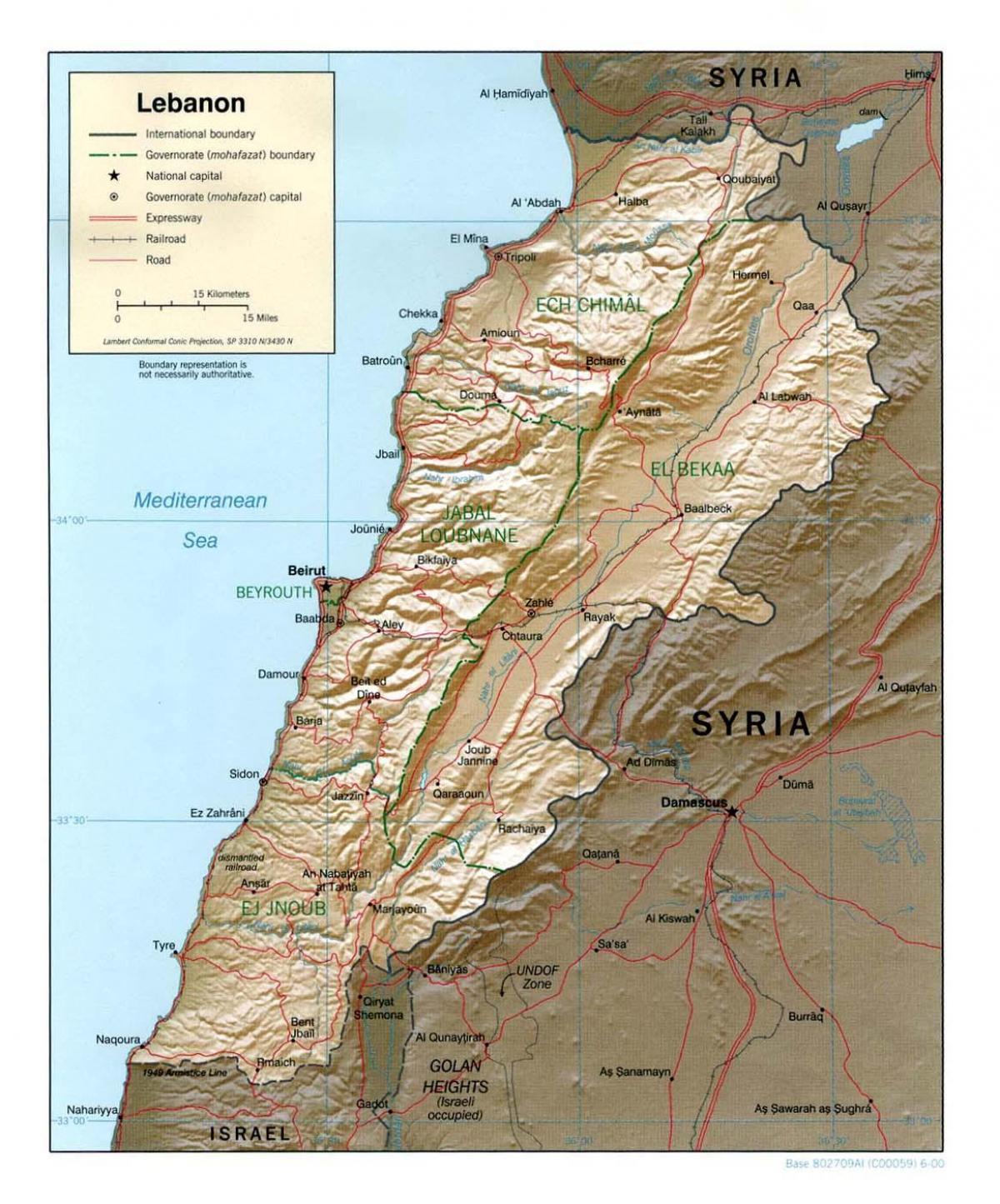 Lübnan harita topografik